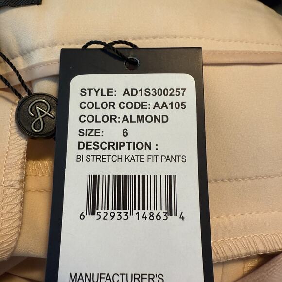 Adrianna Papell Cream Khaki Stretch Trouser Pants Beige Flat Front Workwear 6 - Picture 10 of 12